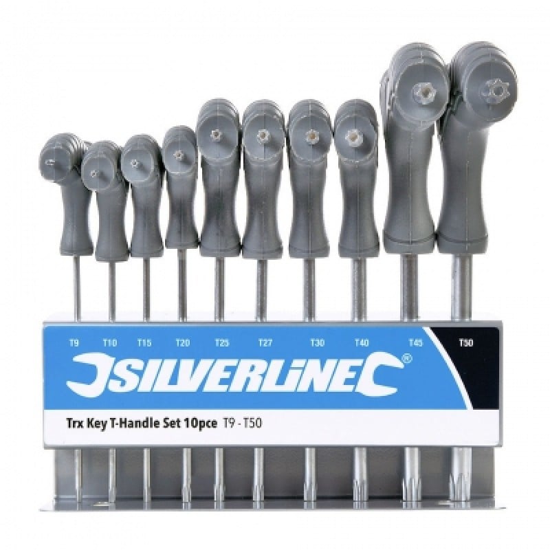Silverline T Handle Torx Key Set On Rack T9 to T50 328015 Sealants