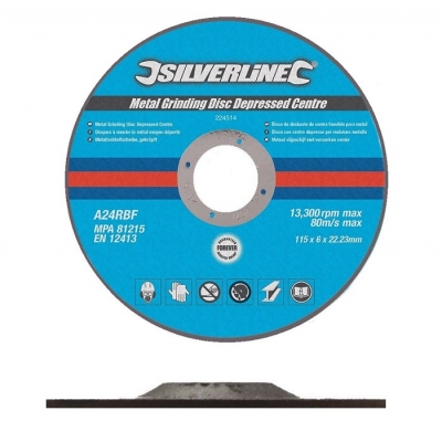 Silverline Angle Grinder Metal Grinding Disc 115mm 10 Pack 224514