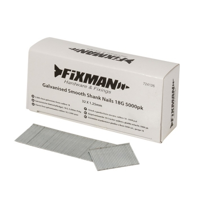 Fixman Galvanised Smooth-Shank Nails 32mm 18g 5000pk 724126