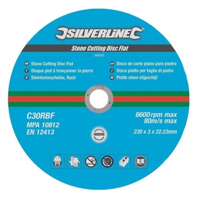 Silverline Stone Angle Grinder Cutting Discs 9 Inch 230mm 380650 Pk1