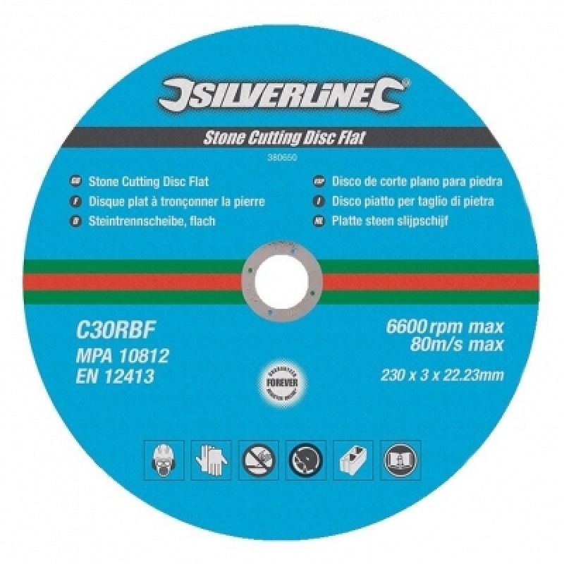Silverline Stone Angle Grinder Cutting Discs 9 Inch 230mm 380650 Pk1