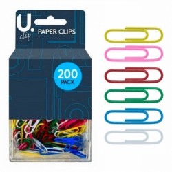 U-Clip Mixed Colour Paper Clips 200 Pack P2348
