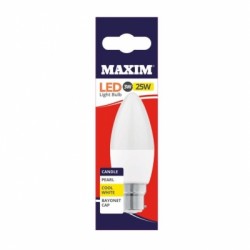 Maxim LED Bayonet Low Energy Candle Light Bulb 3w = 25w Cool White 