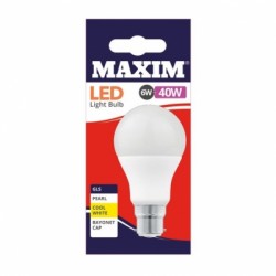 Maxim LED Bayonet Low Energy Light Bulb 6w = 40w GLS Cool White 