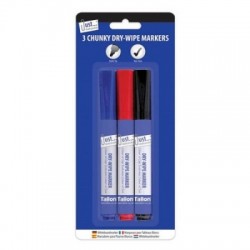 Just Stationery Chunky Dry Wipe Board Marker Pens Black Blue Red T1141