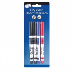 Just Stationery Small Tip Dry Wipe Board Marker Pens Black Blue Red T1000