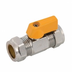 Plumbob Straight Mini Ball Valve yellow Water Gas LPG 15mm 921869