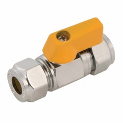 Plumbob Straight Mini Ball Valve yellow Water Gas LPG 10mm 398593