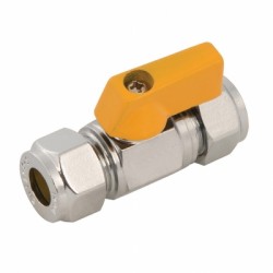 Plumbob Straight Mini Ball Valve yellow Water Gas LPG 8mm 473877