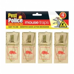 Pest Police Wooden Mouse Traps 4 Pack O311873
