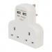 Elpine Twin Electric Socket Plug Adaptor and 5v USB Charger 31476C