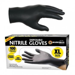 Marksman Disposable Nitrile XL Extra Large Black Gloves Non Latex 100pc 63174C