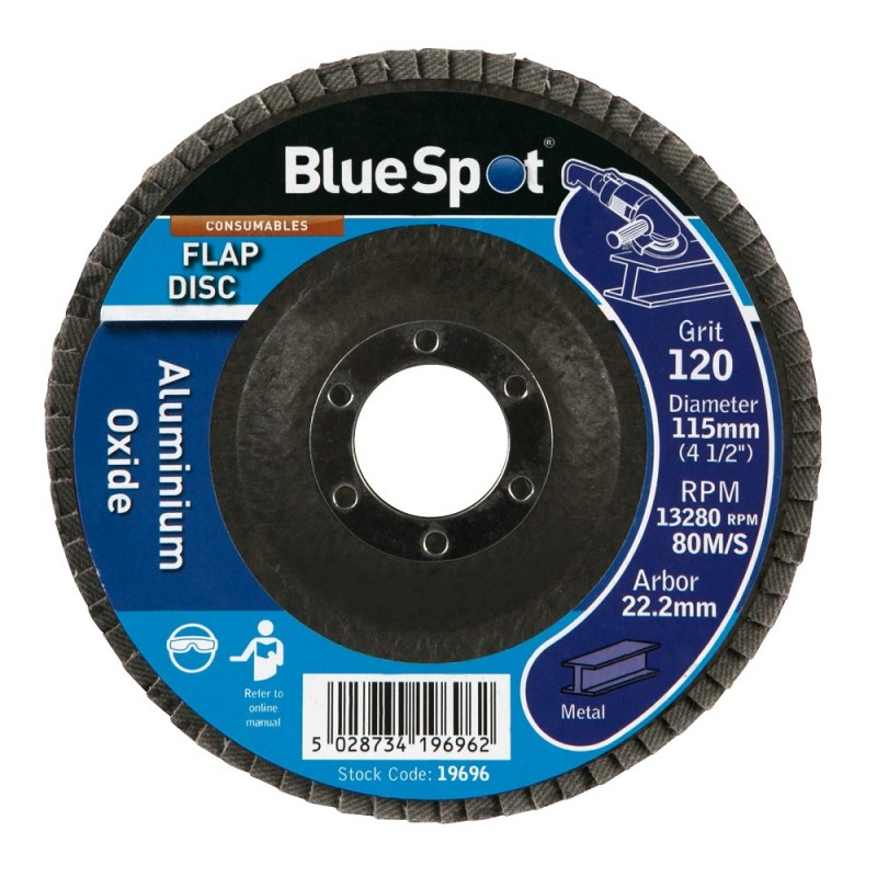 Blue Spot 120 Grit Flap Sanding Disc 115mm 19696 Sealants and Tools