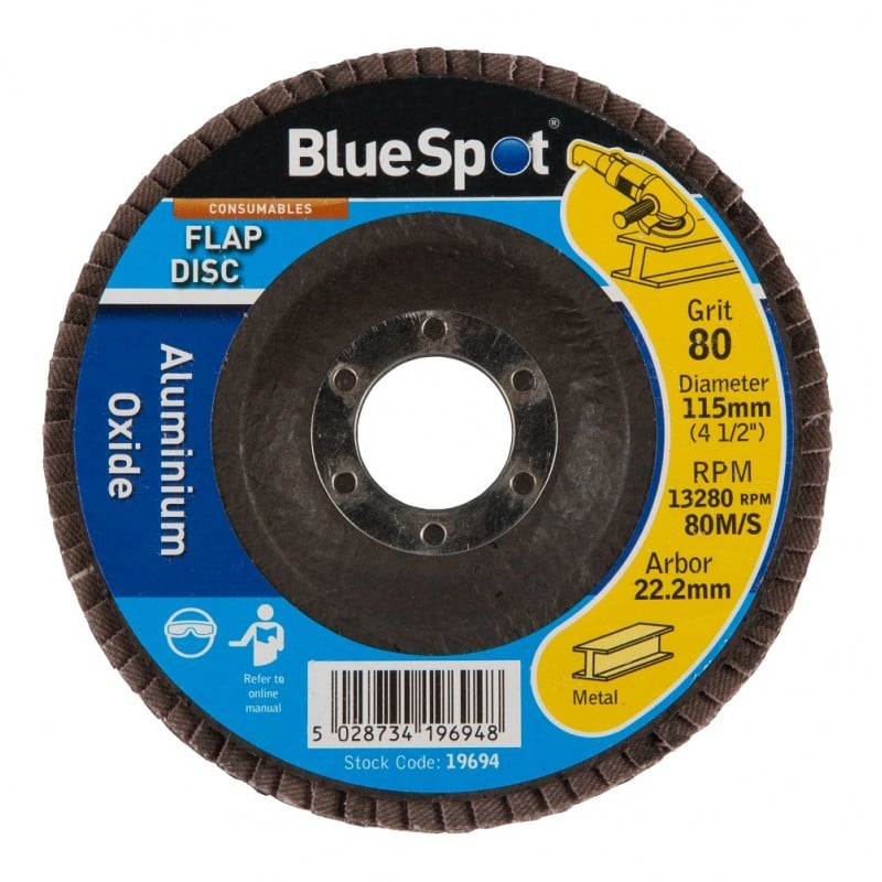 Blue Spot 80 Grit Aluminium Flap Sanding Disc 115mm 19694 Sealants