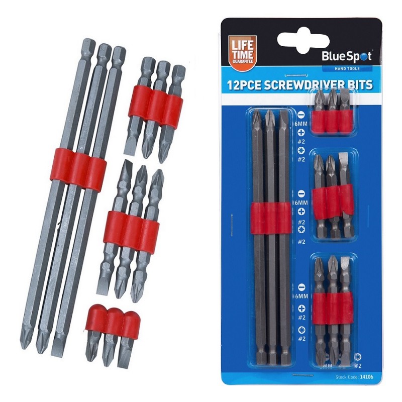 Blue Spot Small and Long Screwdriver Bit Set 14106 Sealants and Tools