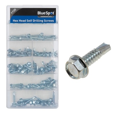 Blue Spot Hex Head Self Dilling Screw Fixings Set 40546