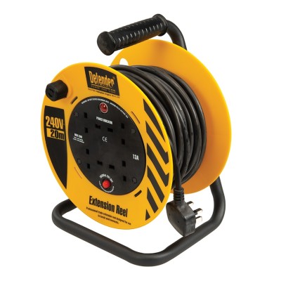 Defender 240 Volt Electric Mains Cable Reel 20m 240v 13A E86465 