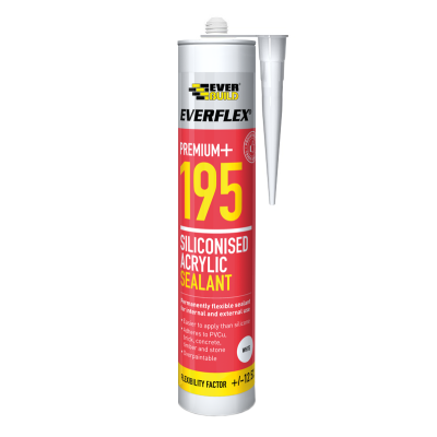 Everbuild 195 Everflex Siliconised Acrylic Sealant Int Ext Flex Caulk White 195WE