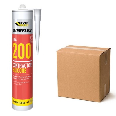 Everbuild 200 Everflex Contractors LMA Acetoxy Silicone Sealant Box of 25