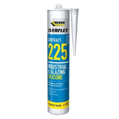 Everbuild 225 Everflex White Fungicidal Industrial Silicone Sealant 225WE