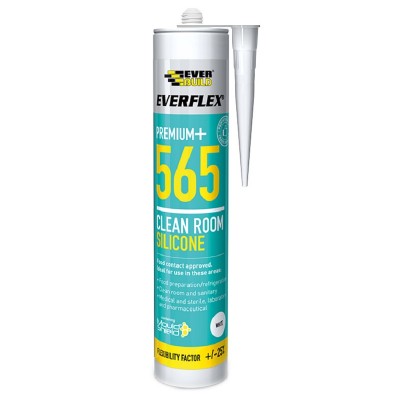 Everbuild 565 Clean Room Silicone Sealant White Food Safe 295ml 486155 565WE