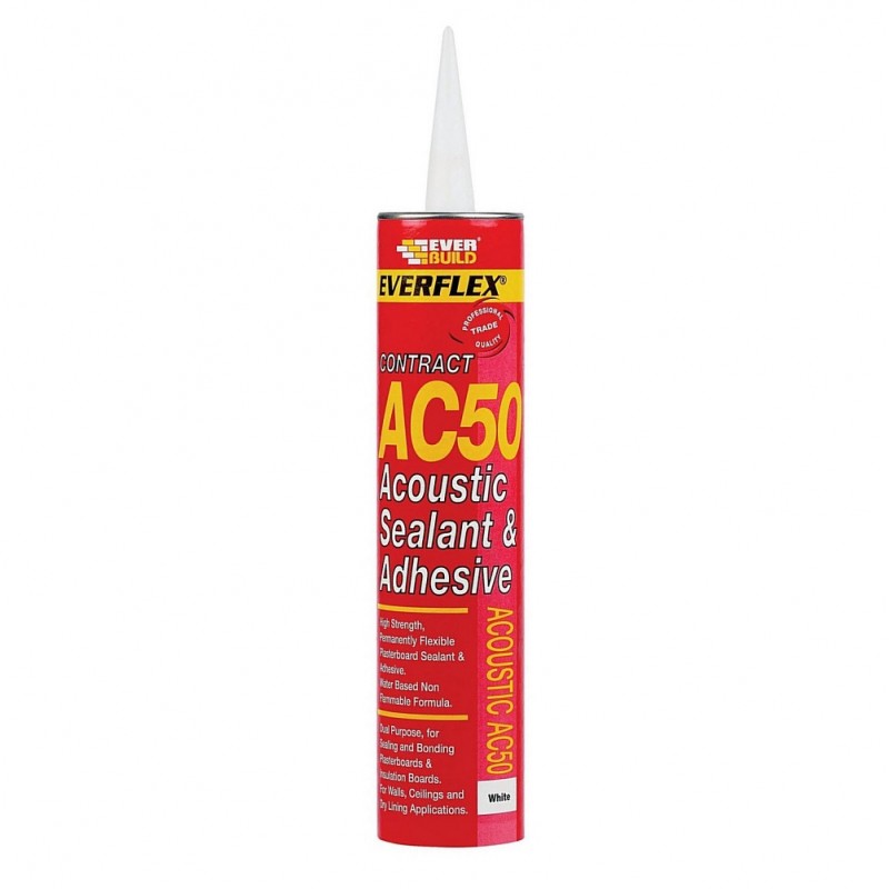 Everbuild Everflex AC50 Acoustic Sealant Adhesive White 900ml AC50900
