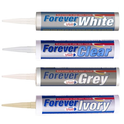 Everbuild Forever White Clear Ivory Grey Bathroom Silicone Sealant