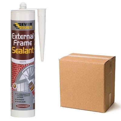 Everbuild External Frame Sealant Acrylic Paintable White Grey Brown Stone Box of 12