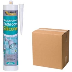 Everbuild Showerproof Silicone Sealant White or Clear Box of 12 Everbuild Showerproof Silicone Sealant White or Clear Box of 12