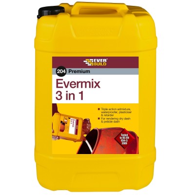 Everbuild 204 Evermix 3 in 1 Waterproofer Plasticiser Retarder 25 Litre EMIXI25