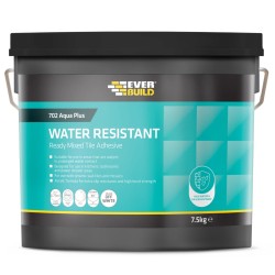 Everbuild 702 AQUA PLUS Water Resistant Tile Adhesive 5 Litre 7.5kg RES05