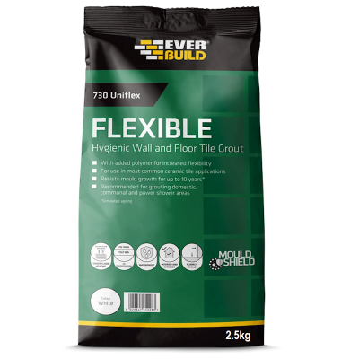 Everbuild 730 Uniflex Flexible Wall Floor Grout 2.5kg White 695765 UNIFLEX2WE