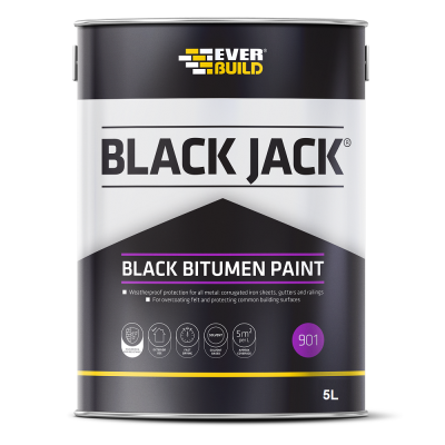 Everbuild Black Jack 901 Black Bitumen Paint 486939 5 Litre 90105