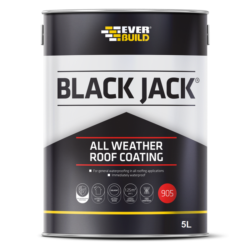 Everbuild 905 Black Jack All Weather Roof Coating 5 Litre 90505
