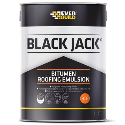 Everbuild 906 Black Jack Bitumen Roofing Emulsion Coating 5 Litre - 90605