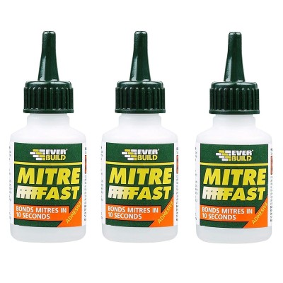 Everbuild Mitre Fast Adhesive 50g Super Glue MITREADH5 Pack of 3