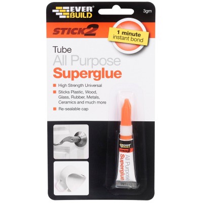 Everbuild Stick2 All Purpose Superglue 3g Tube 483372 S2SUP03