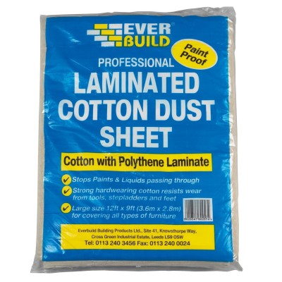 Everbuild Decorators Cotton Laminated Dust Sheet 12 x 9ft 484992 LAMDUST