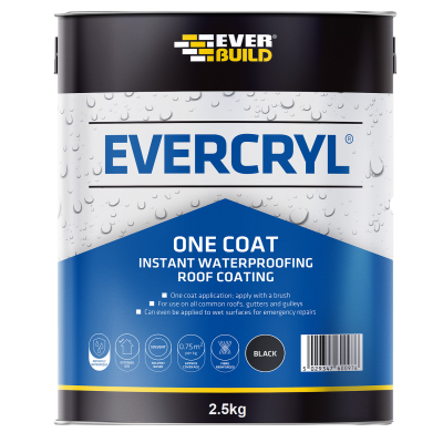 Everbuild Evercryl Fibre Reinforced Roof Repair Compound 2.5Kg EVCGY02 EVCBK02