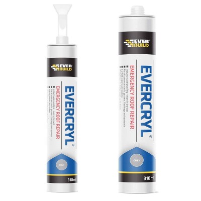 Everbuild Evercryl 310ml Emergency Roof Repair Compound Cartridge Grey or Translucent