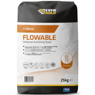 Everbuild Febgrout Flowable Anchoring Grout Bedding Compound 25kg FBGRTFLO25