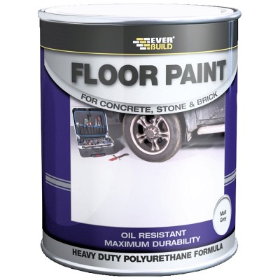 Everbuild Polyurethane Garage Floor Paint Grey 5 Litre 538684 FLOORGYNEW