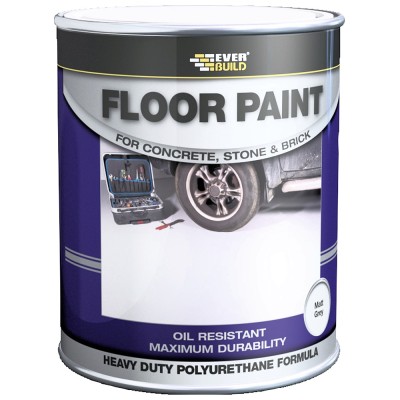 Everbuild Polyurethane Garage Floor Paint Grey 5 Litre FLOORGYNEW