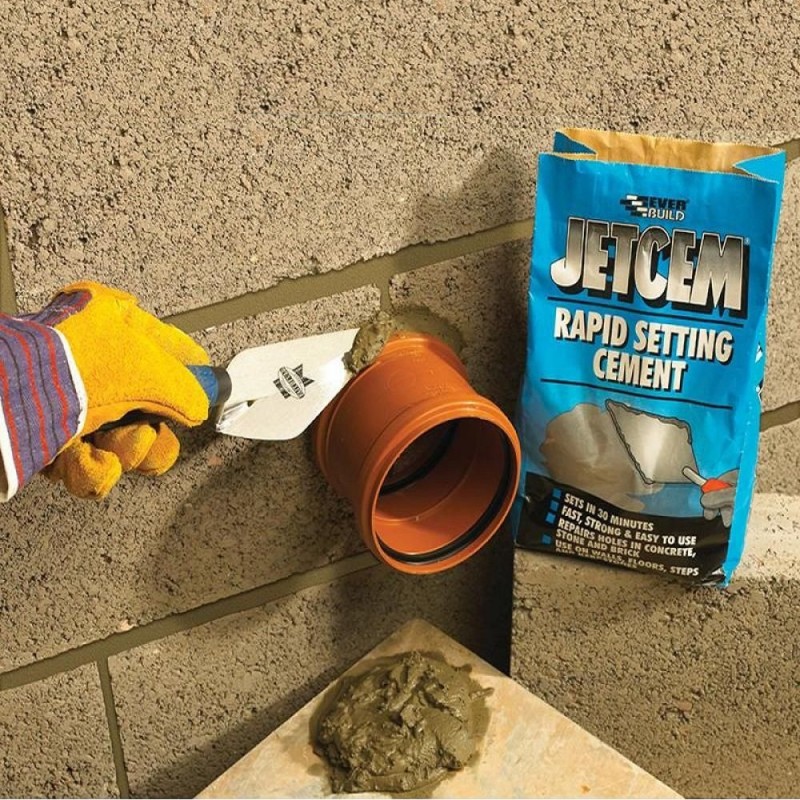 Everbuild JETCEM Haute Résistance poudre de remplissage rapide prémélange sable et ciment, set 