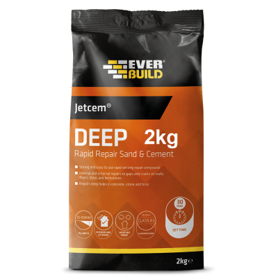 Everbuild JetCem Deep Rapid Repair Setting 2kg Premix Sand Cement 620326 JETMIX2