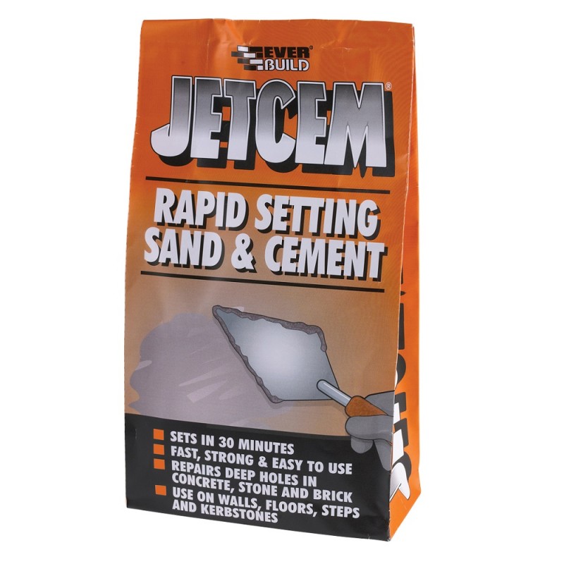 prémélange sable et ciment, Everbuild JETCEM Haute Résistance poudre de remplissage rapide set 