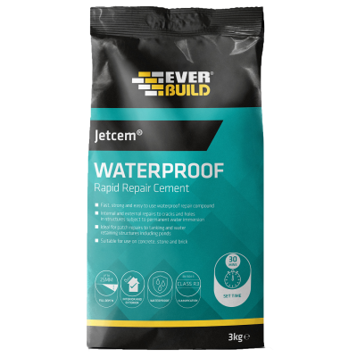 Everbuild Jetcem Waterproof Rapid Repair Setting Cement 3kg 620436 JETWAT3