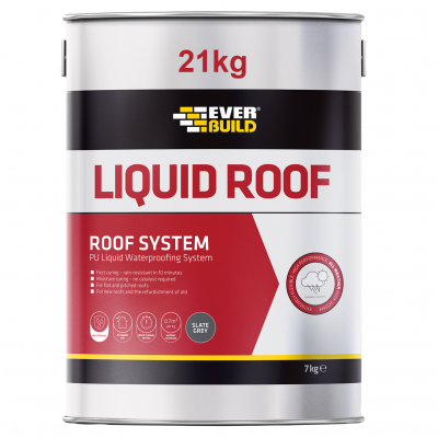 Everbuild Aquaseal Liquid Roof Membrane Coating 21Kg Grey AQLIQRFGY21
