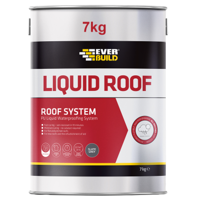 Everbuild Aquaseal Liquid Roof Membrane Coating 7Kg Grey AQLIQRFGY7