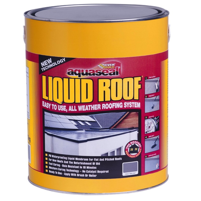Everbuild Aquaseal Liquid Roof Membrane Coating 7Kg Grey AQLIQRFGY7